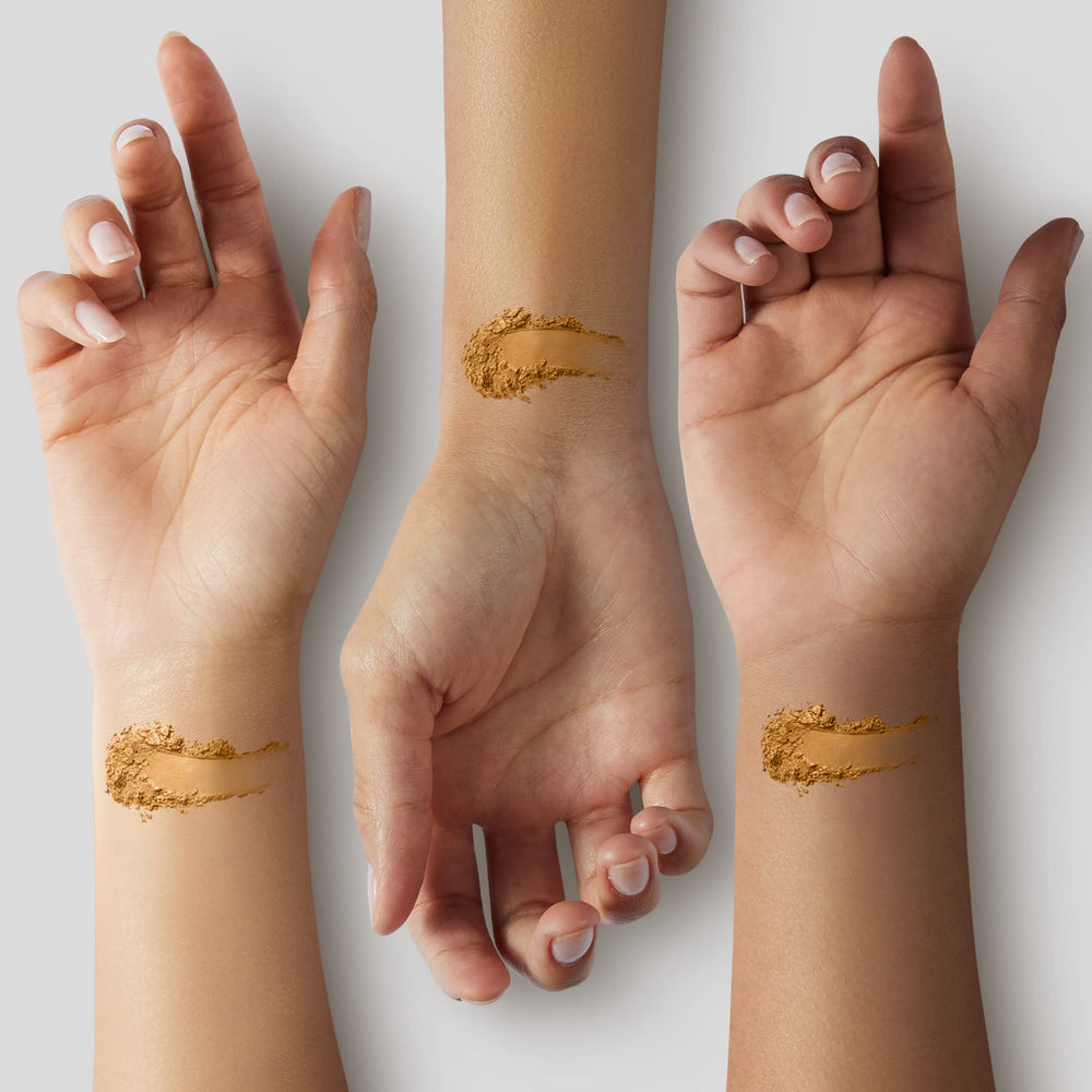 MAC Studio Fix Powder Plus Foundation NC47 applying with included sponge for buildable coverage