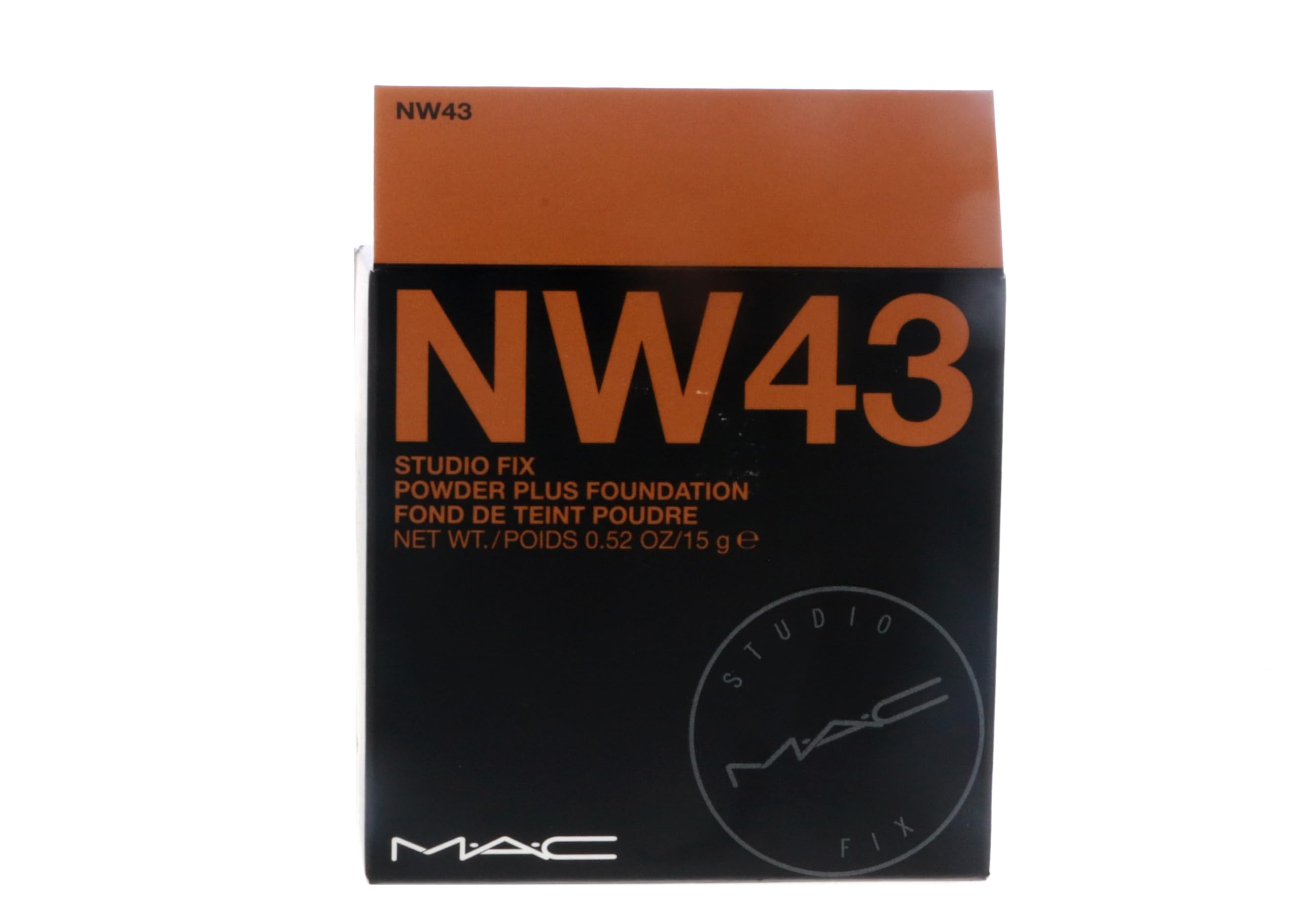 MAC Studio Fix Powder Foundation NW43 compact side view for long-wearing matte look.