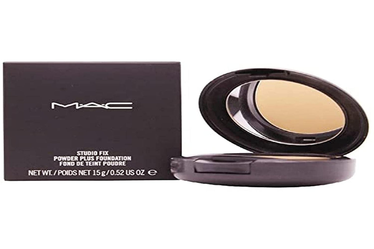 MAC Studio Fix NW20 compact closed—portable long-wear powder for on-the-go coverage.