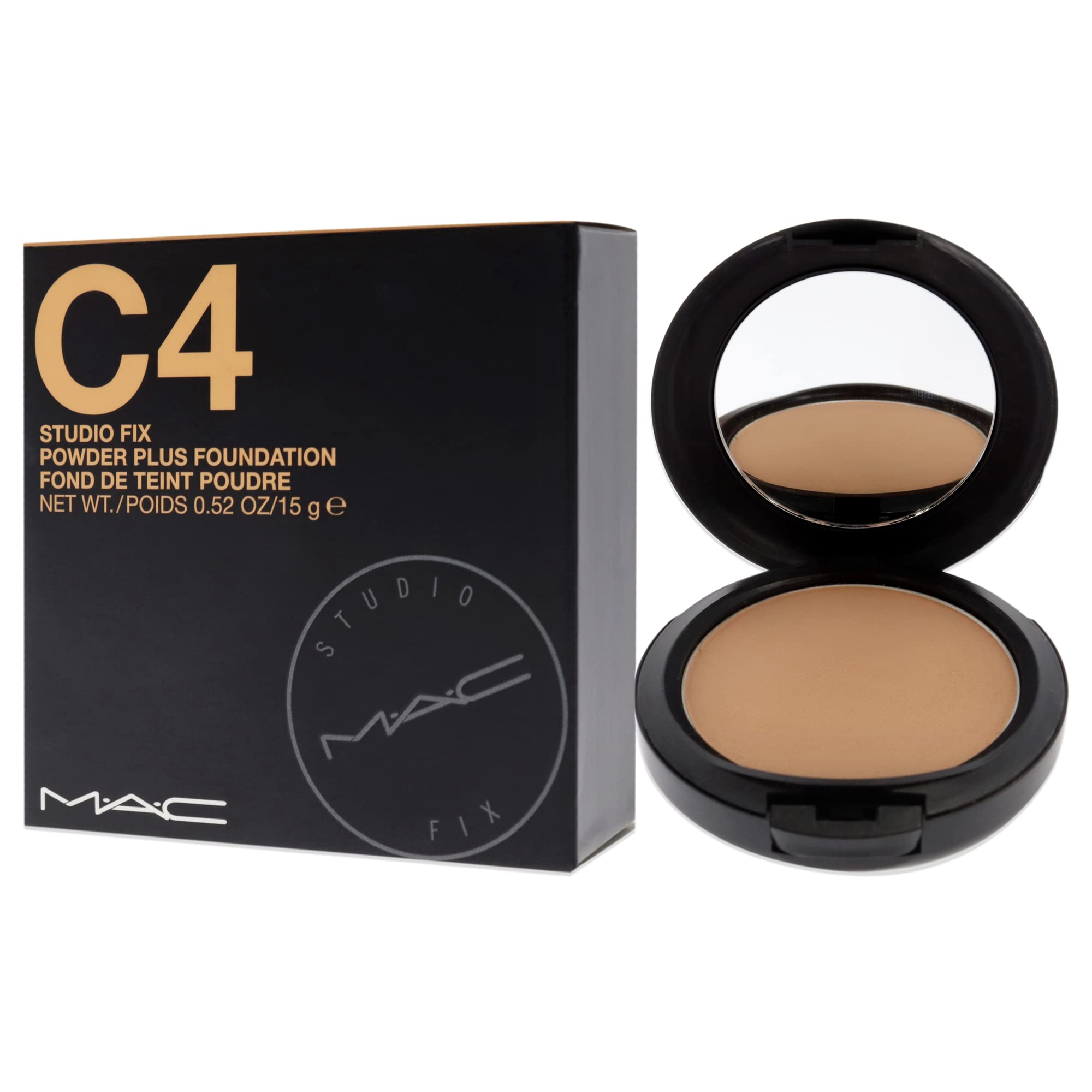 MAC Studio Fix Powder Plus Foundation C4 matte finish during application for refined complexion