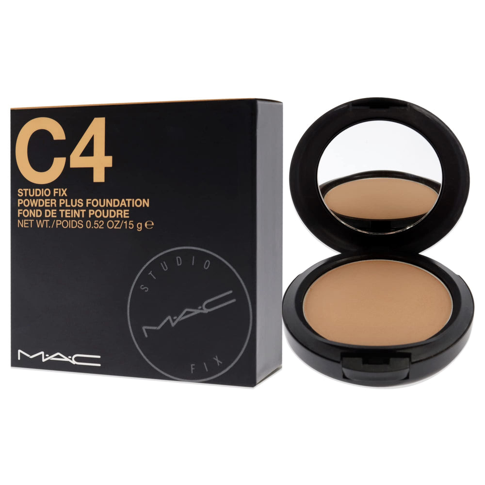 MAC Studio Fix Powder Plus Foundation C4 matte finish during application for refined complexion