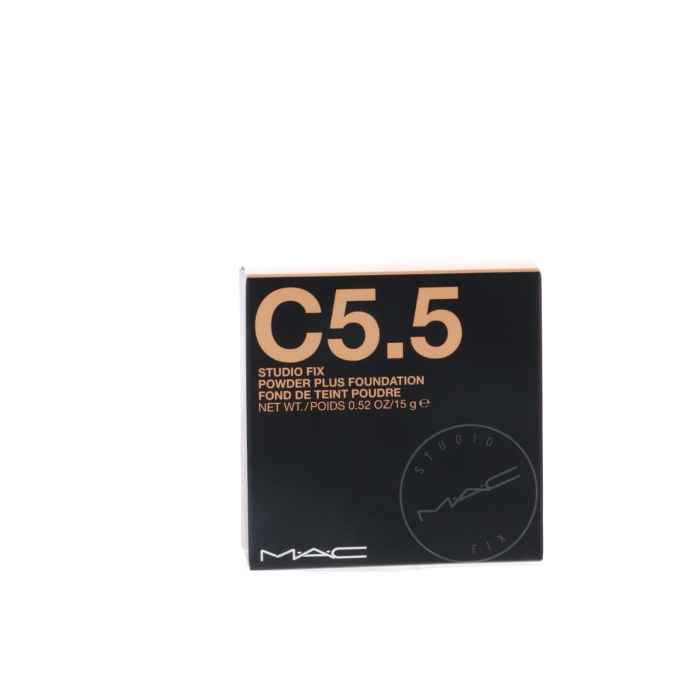 MAC Studio Fix Powder Plus Foundation C5.5 compact close-up, silky texture for smooth matte finish