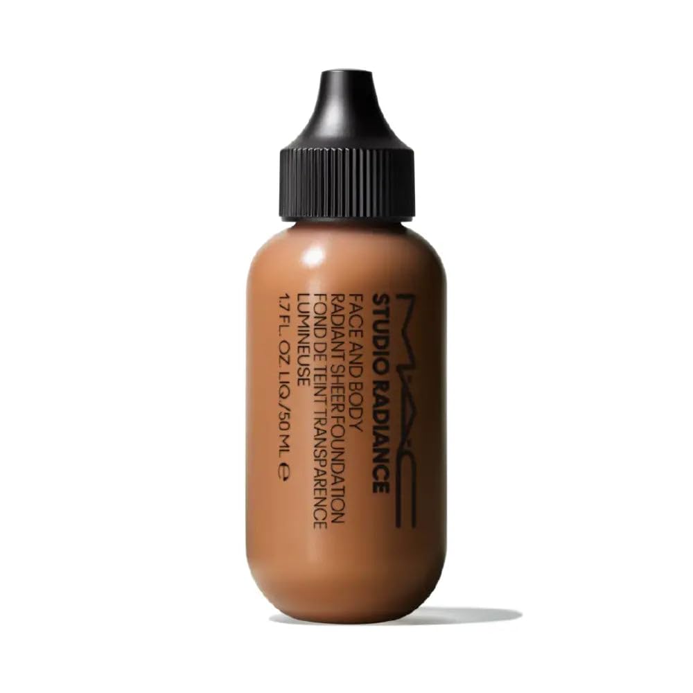 MAC Studio Radiance foundation bottle offers a luminous, sheer finish.