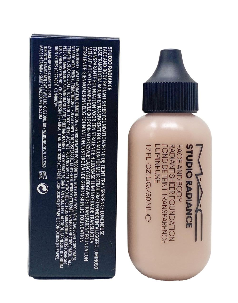 MAC Studio Radiance Foundation swatch in W4 Rosy Beige with rosy undertone.