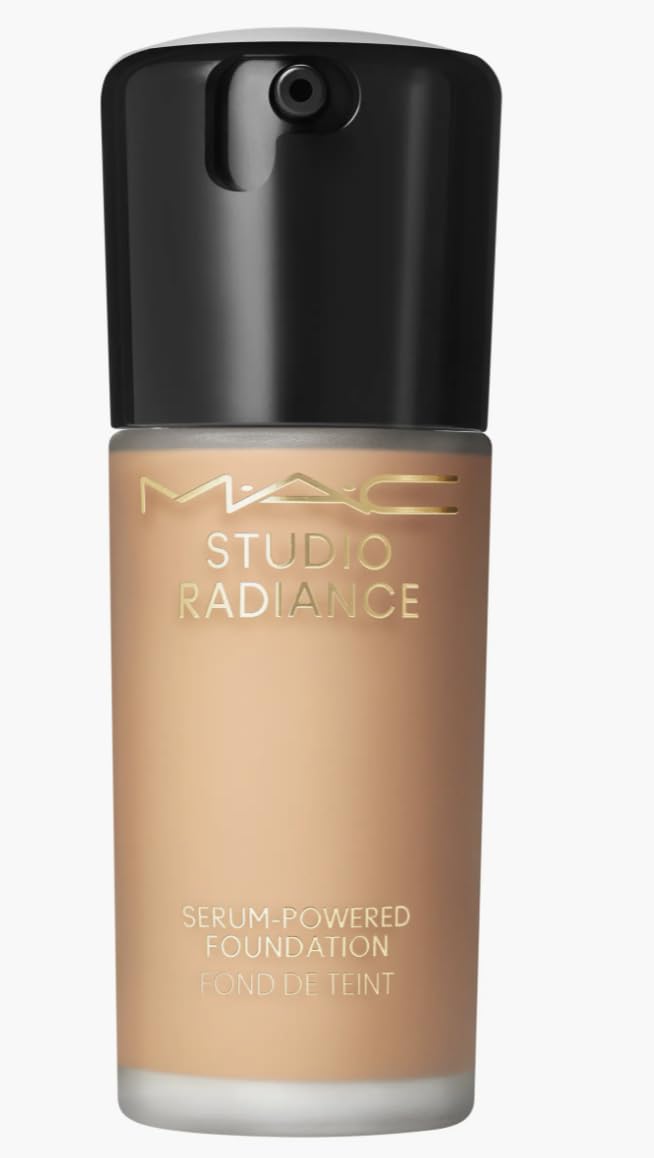MAC Studio Radiance Serum Foundation bottle showing hydration and glow.
