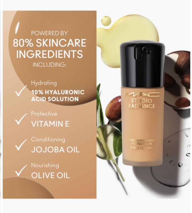MAC Studio Radiance Serum Foundation packaging highlighting portable, travel-friendly design.