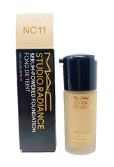 MAC Studio Radiance Serum Powered Foundation NC11 bottle with a natural glow.
