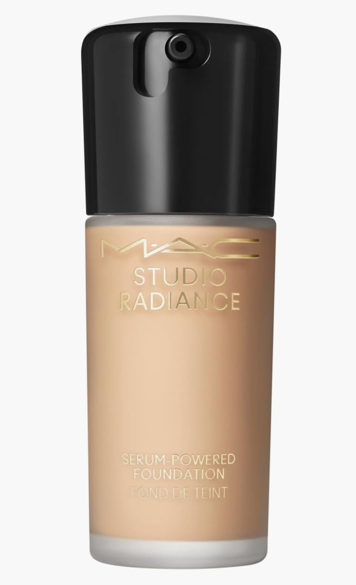 MAC Studio Radiance Serum-Powered Foundation NW20 bottle delivering radiant hydration.