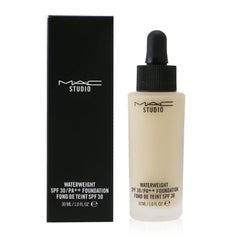 MAC Studio Waterweight Foundation NC42 swatch reveals warm medium-deep shade for many skins.
