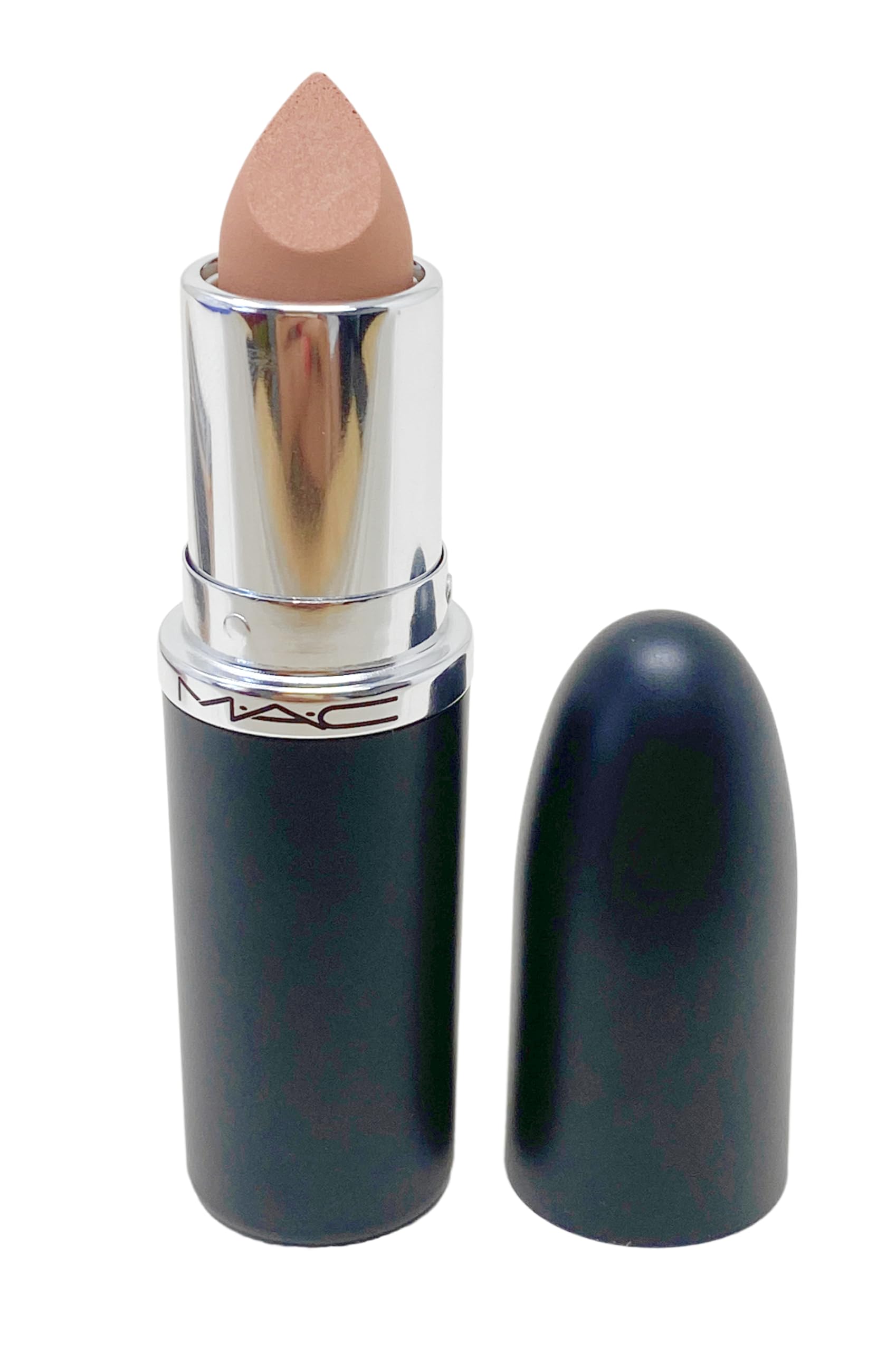 MAC Ximal Silky Matte Lipstick texture closeup highlights silky finish and smooth, even color.