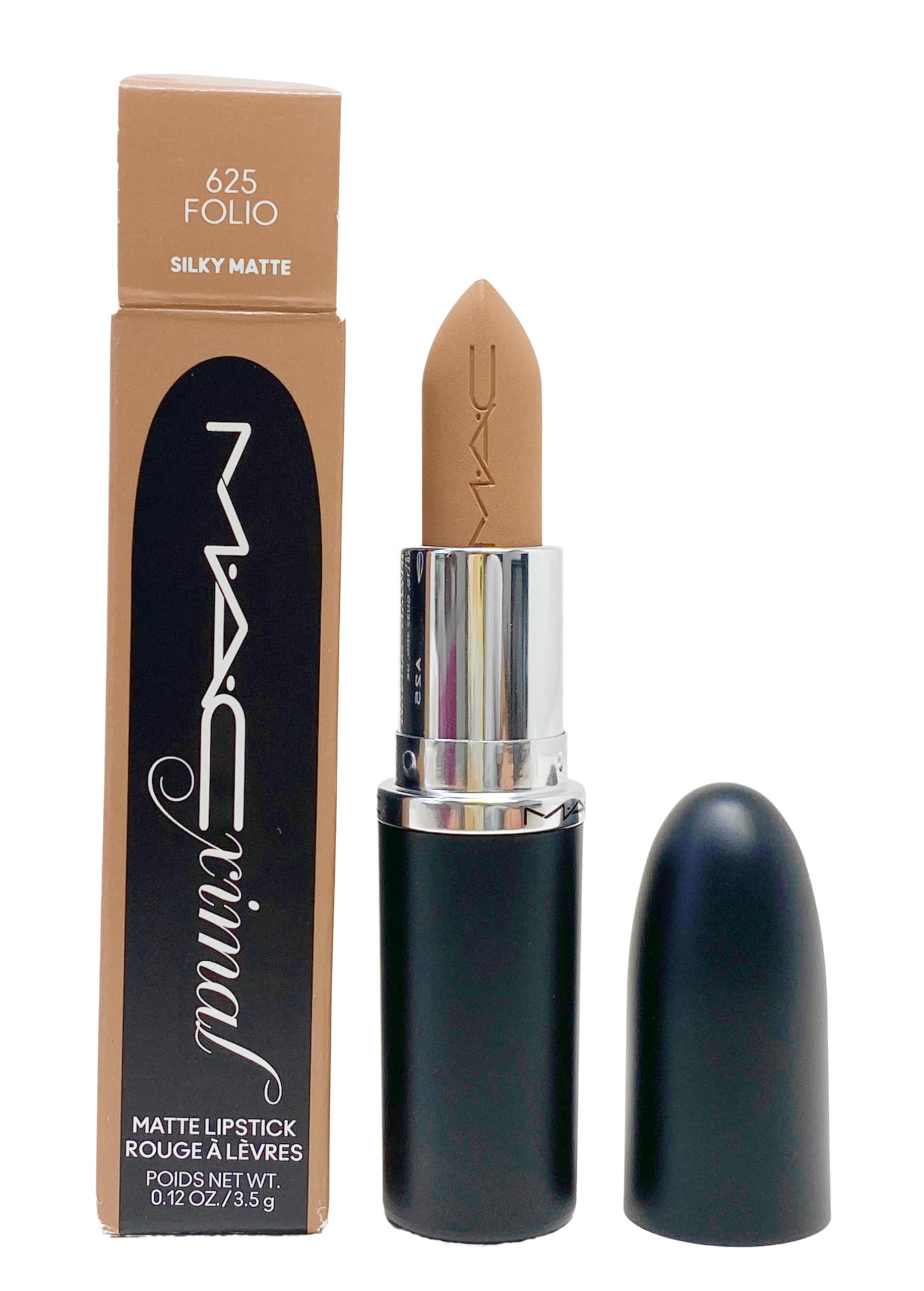 MAC Ximal Silky Matte Lipstick 625 Folio swatch in greyish nude for everyday wear