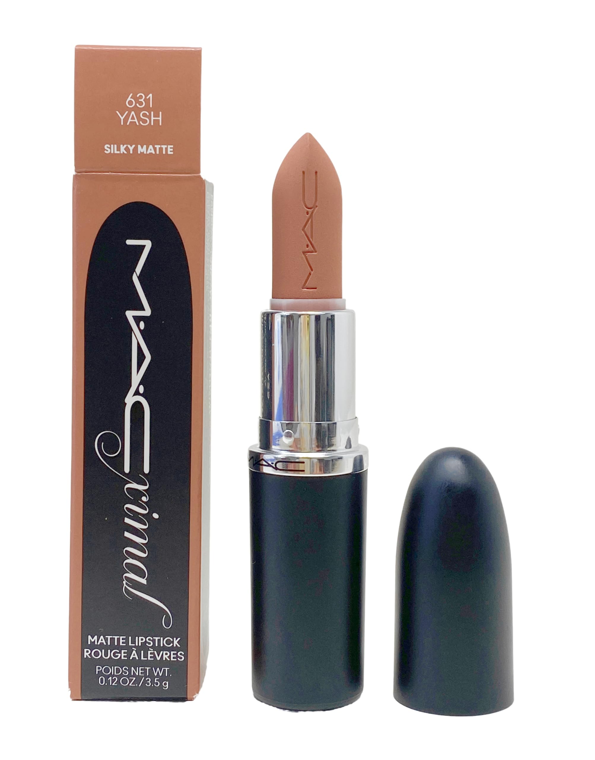 MAC Ximal Silky Matte Lipstick 631 Yash packaging highlights premium design for first impressions.