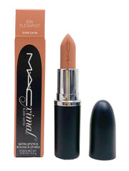 MAC Ximal Sleek Satin Lipstick 836 Fleshpot swatches reveal warm nude tone for day wear