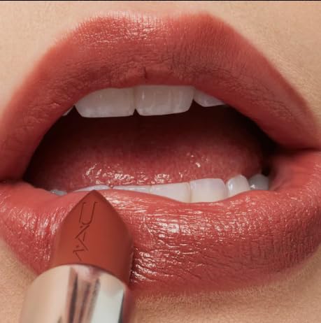 MAC Ximal Sleek Satin Lipstick application closeup demonstrating smooth glide