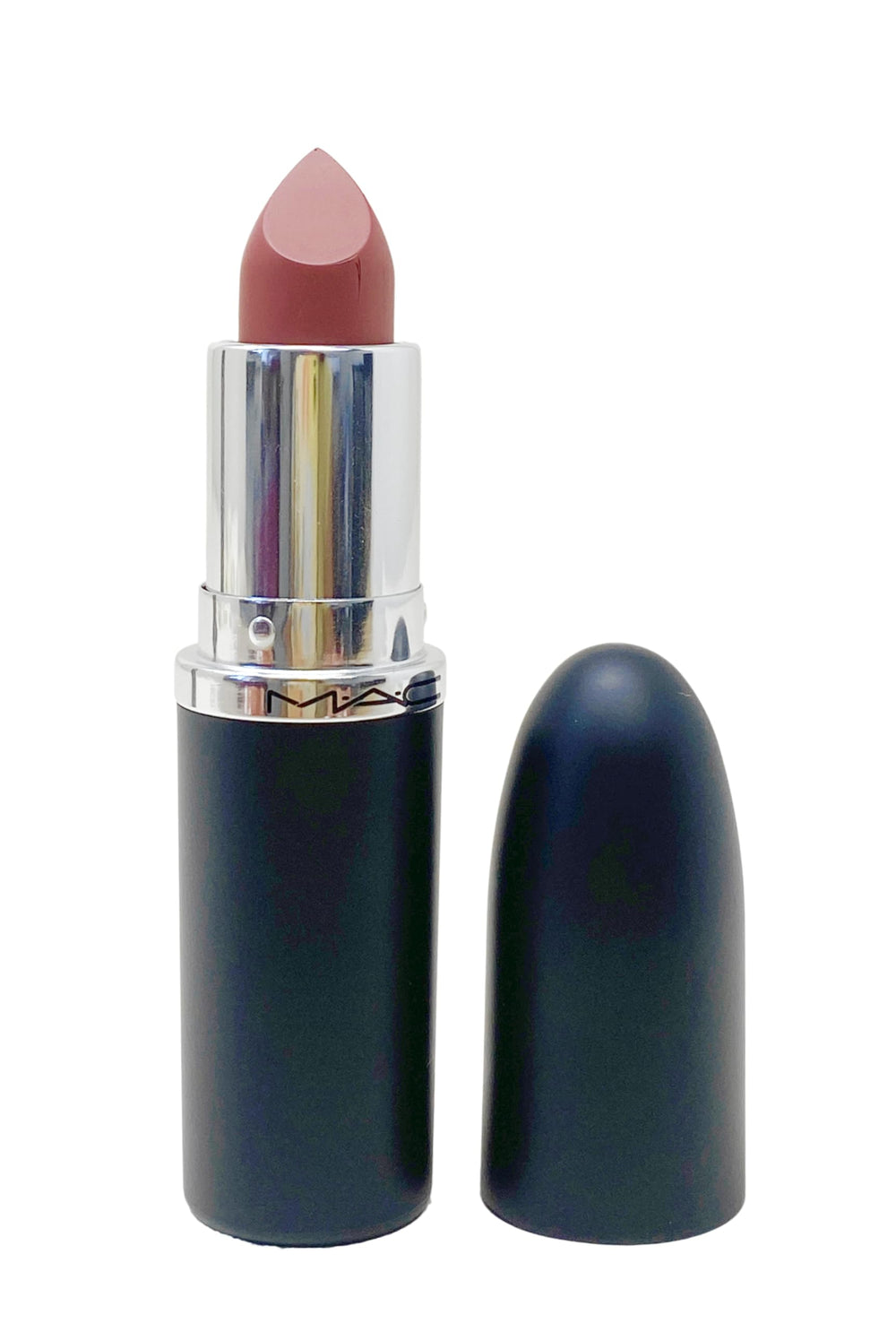 MAC Ximal satin lipstick closeup showing creamy texture and pigment-rich color