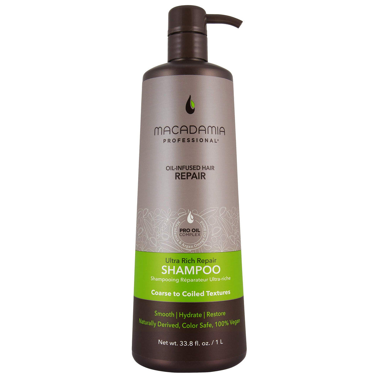 Macadamia Professional Ultra Rich Moisture Shampoo bottle-front; hydration for coarse hair.