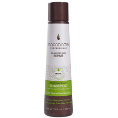 Macadamia Professional Weightless Moisture Shampoo bottle showing gentle volume boost for fine hair.