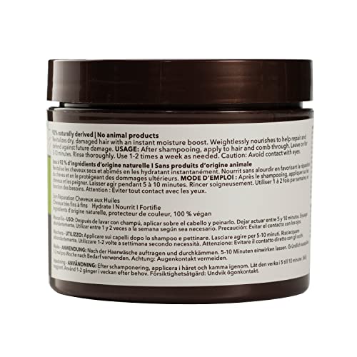Macadamia Professional Weightless Repair Masque texture on hand highlights silky, non-greasy moisture.
