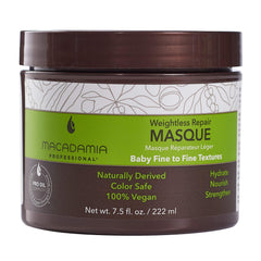 Macadamia Professional Weightless Repair Masque tub closeup, showing lightweight hydration for fine hair.