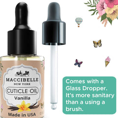 Sweet vanilla aroma from Maccibelle Cuticle Oil enhances daily hand care.