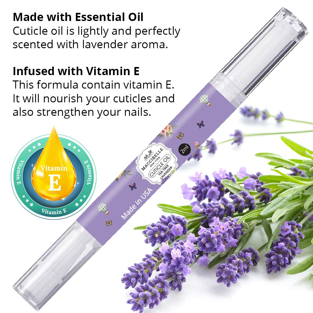 Maccibelle Lavander Cuticle Oil application tip showing easy roll-on use.