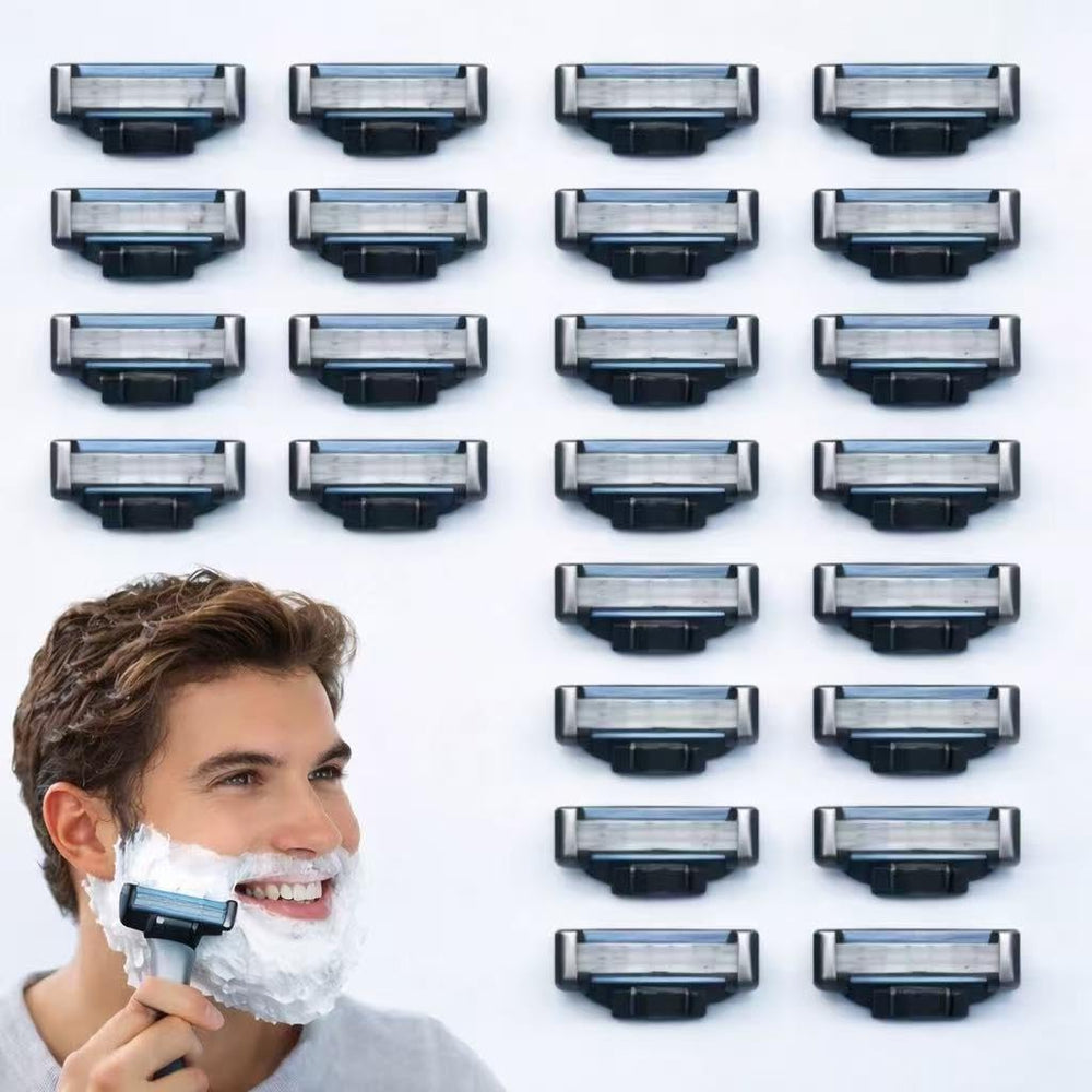 Mach3 Razor Blade Refills pack shows multiple blades for cost-efficient replacements.
