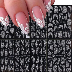 Macute 5D embossed flower nail stickers texture for elegant wedding nails