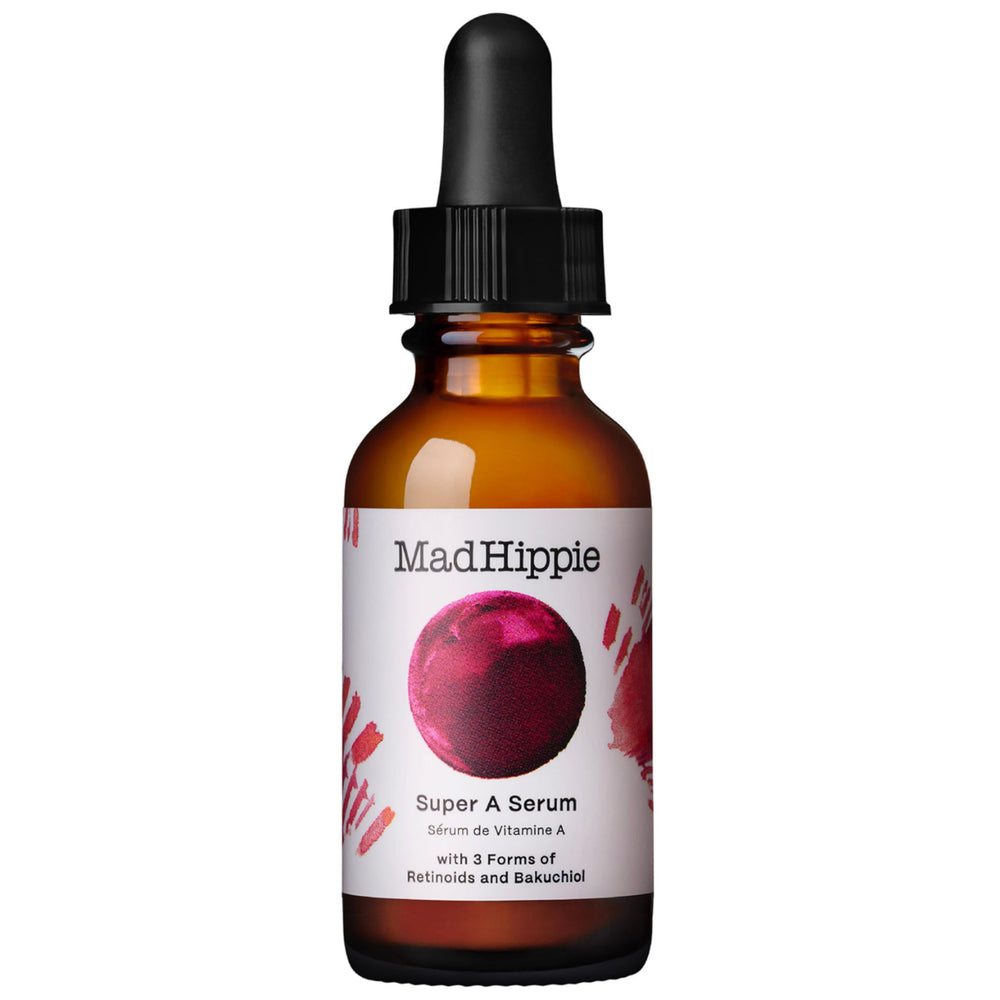 Mad Hippie Super A Serum bottle front view highlighting vitamin A potency for revitalized skin.