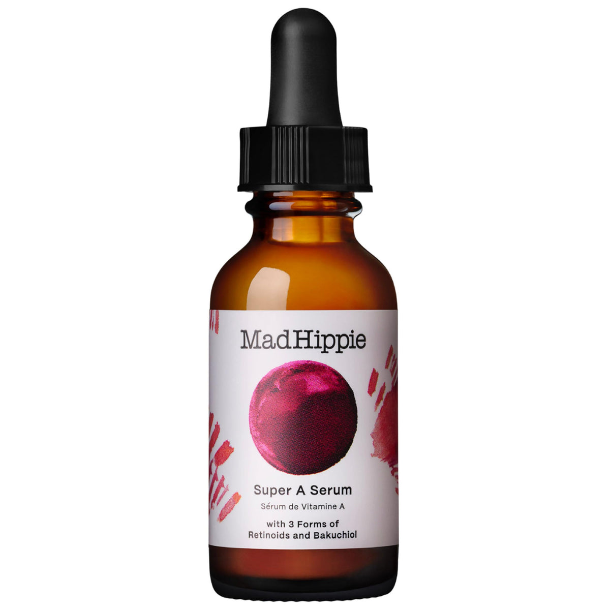 Mad Hippie Super A Serum bottle front view highlighting vitamin A potency for revitalized skin.