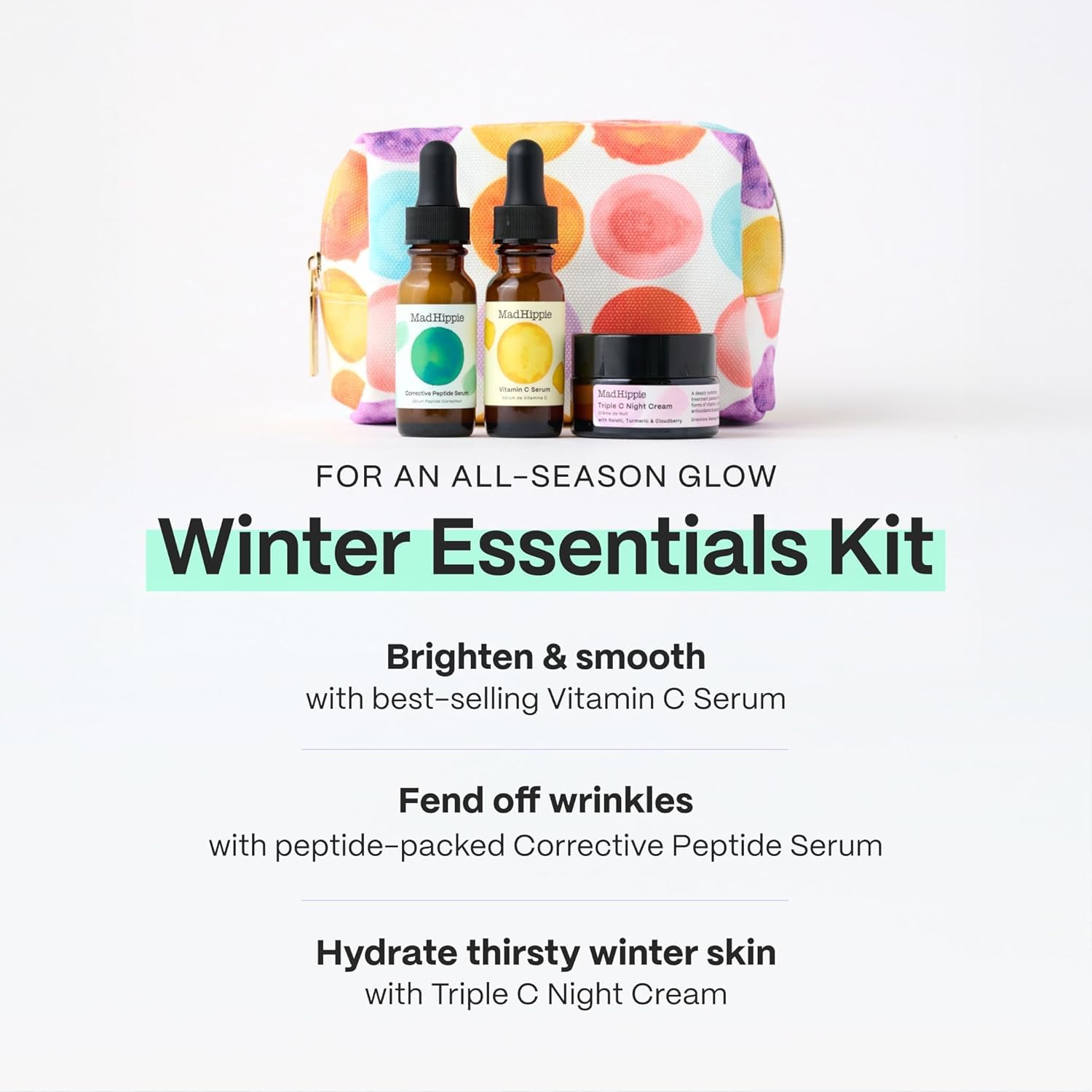 Mad Hippie Vitamin C Serum bottle; hydrates and brightens daily skin