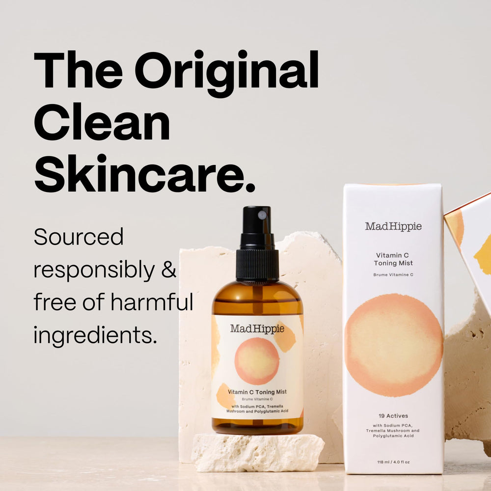 Mad Hippie Vitamin C Toning Mist applied after cleansing supports hydration.