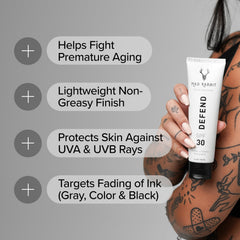 Mad Rabbit Defend mineral sunscreen bottle highlights clean SPF 30 protection for daily wear.