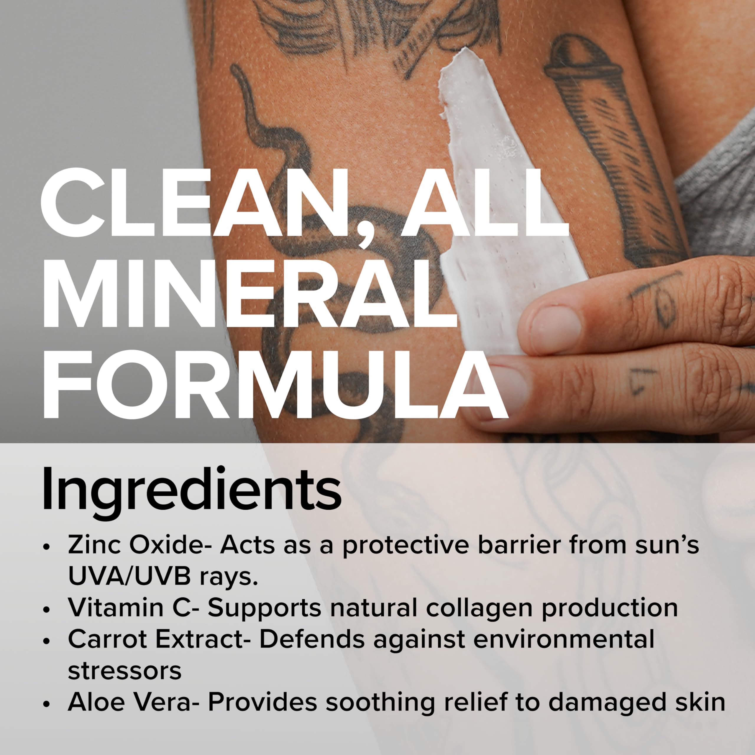 Close-up of zinc-oxide formula powering skin barrier support in Mad Rabbit Defend.