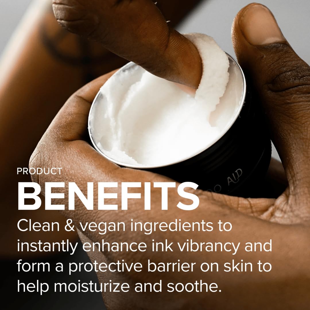 Mad Rabbit Tattoo Balm ingredients closeup showing clean, nourishing butters.