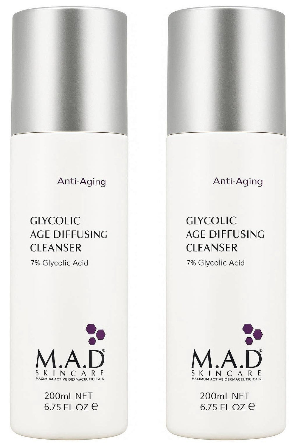 M.A.D Skincare glycolic age-diffusing cleanser bottle for gentle exfoliation and refreshed skin