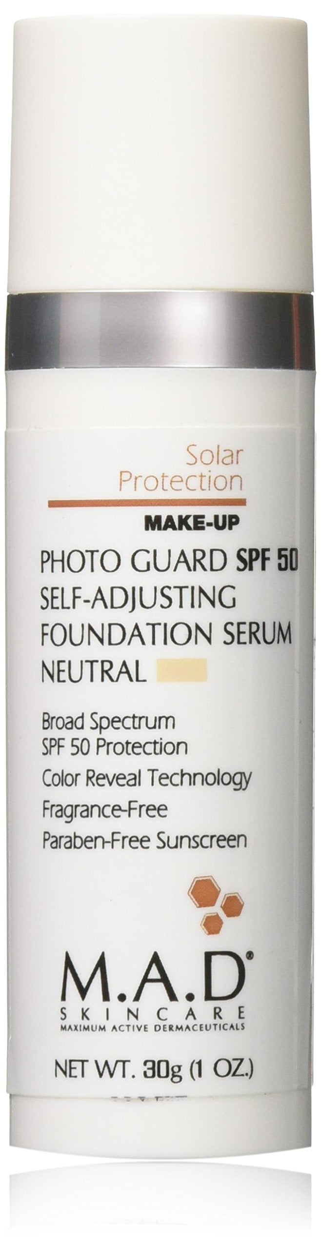 M.A.D Skincare Photo Guard SPF 50 serum dispenses evenly for a seamless finish.
