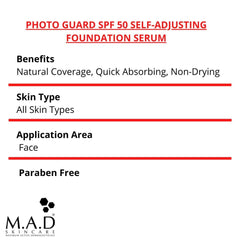 M.A.D Skincare Photo Guard swatch on skin shows auto shade matching for a radiant finish.