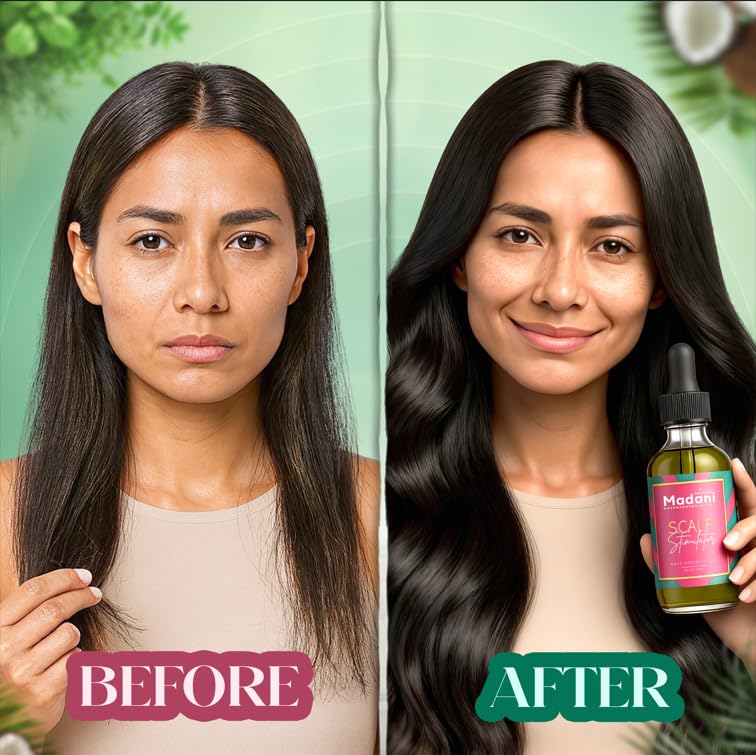 Madani Naturals ingredients oil blend highlighting nourishing oils for hair health.