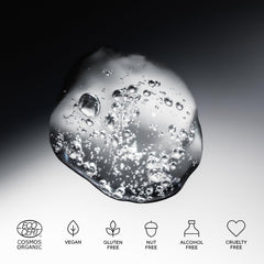 Swatch on skin demonstrates lightweight, non-greasy absorption of MADARA jelly