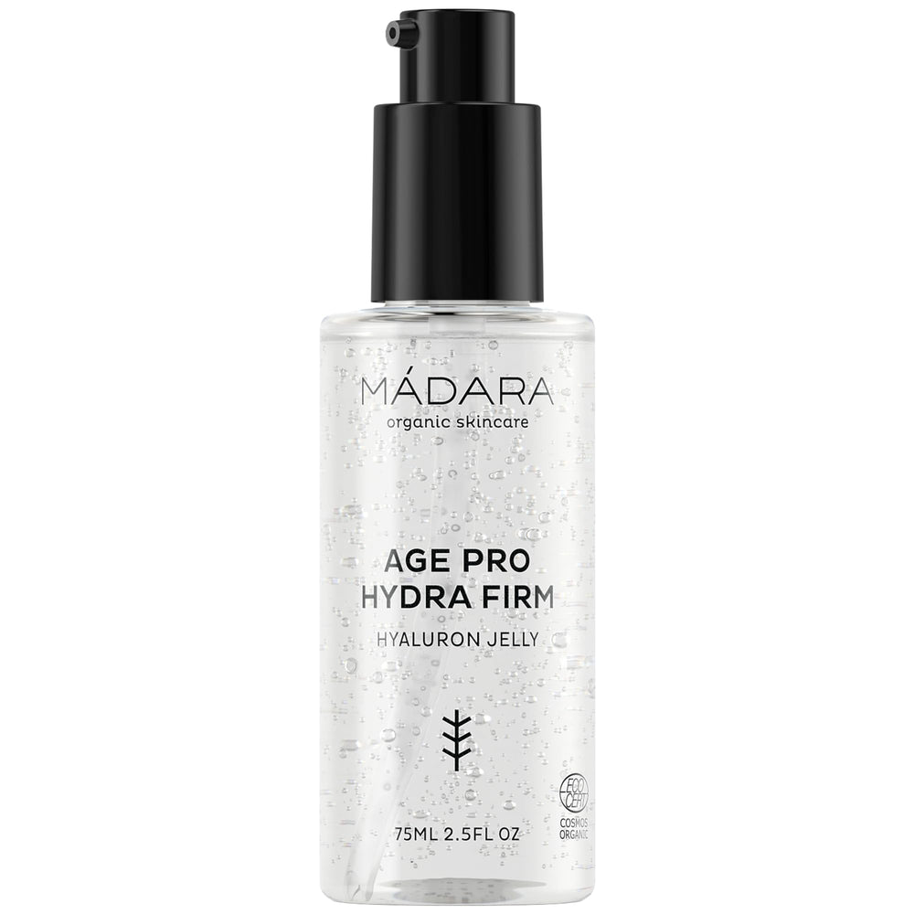 Texture close-up of MADARA jelly highlighting multi-weight hyaluronic acid benefits