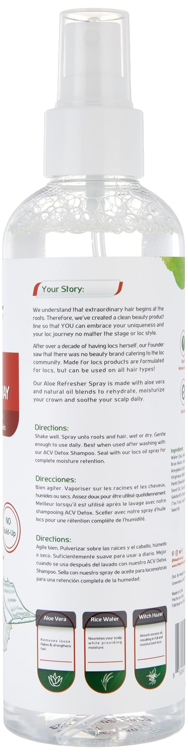 Mist of Made For Locs Aloe Refresher Spray providing lightweight hydration for locs