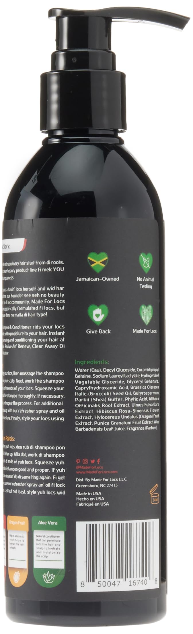 Made For Locs Jamaica Rasta Cleanse label highlights natural ingredients for loc care