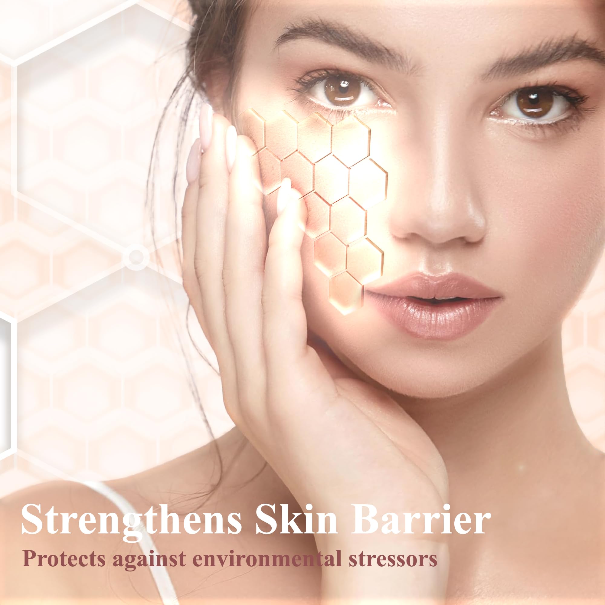 Collagen and hyaluronic acid boost hydration and elasticity.