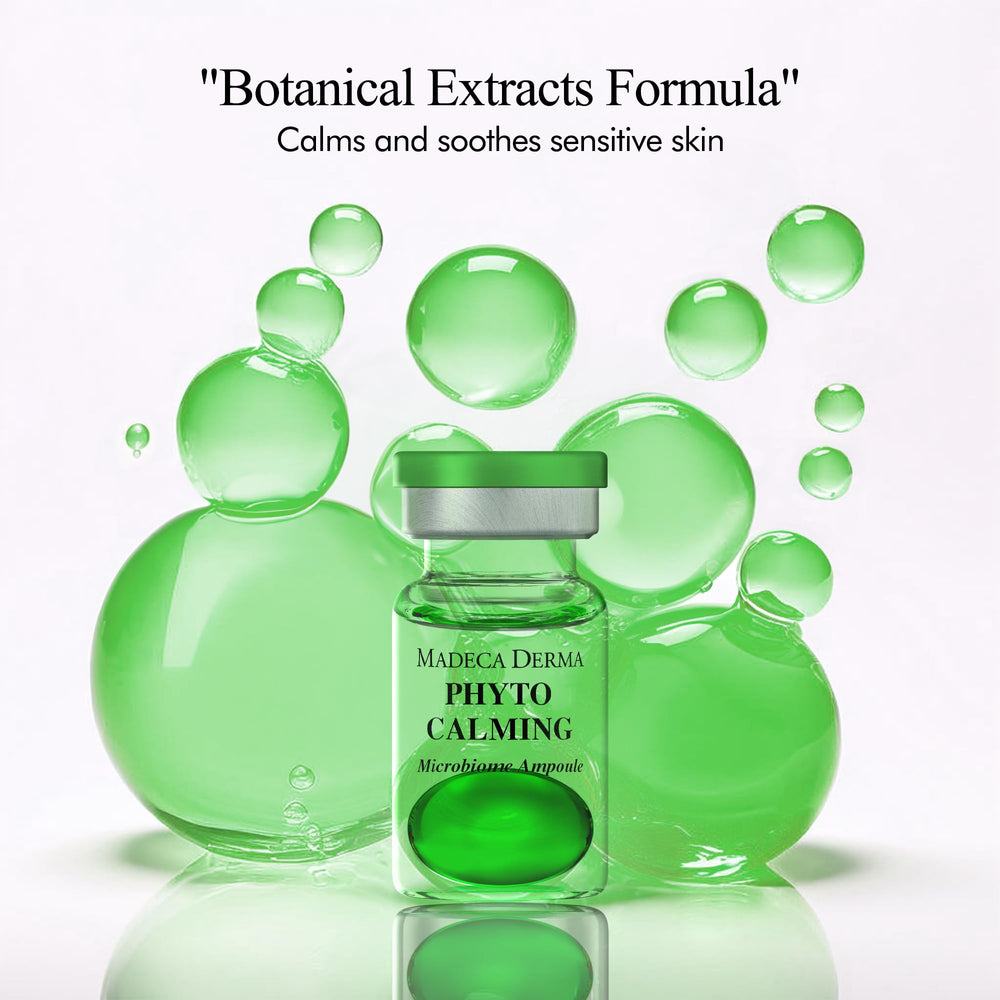 Madeca Derma phyto-calming microbiome balls close view indicating barrier-supporting ingredients