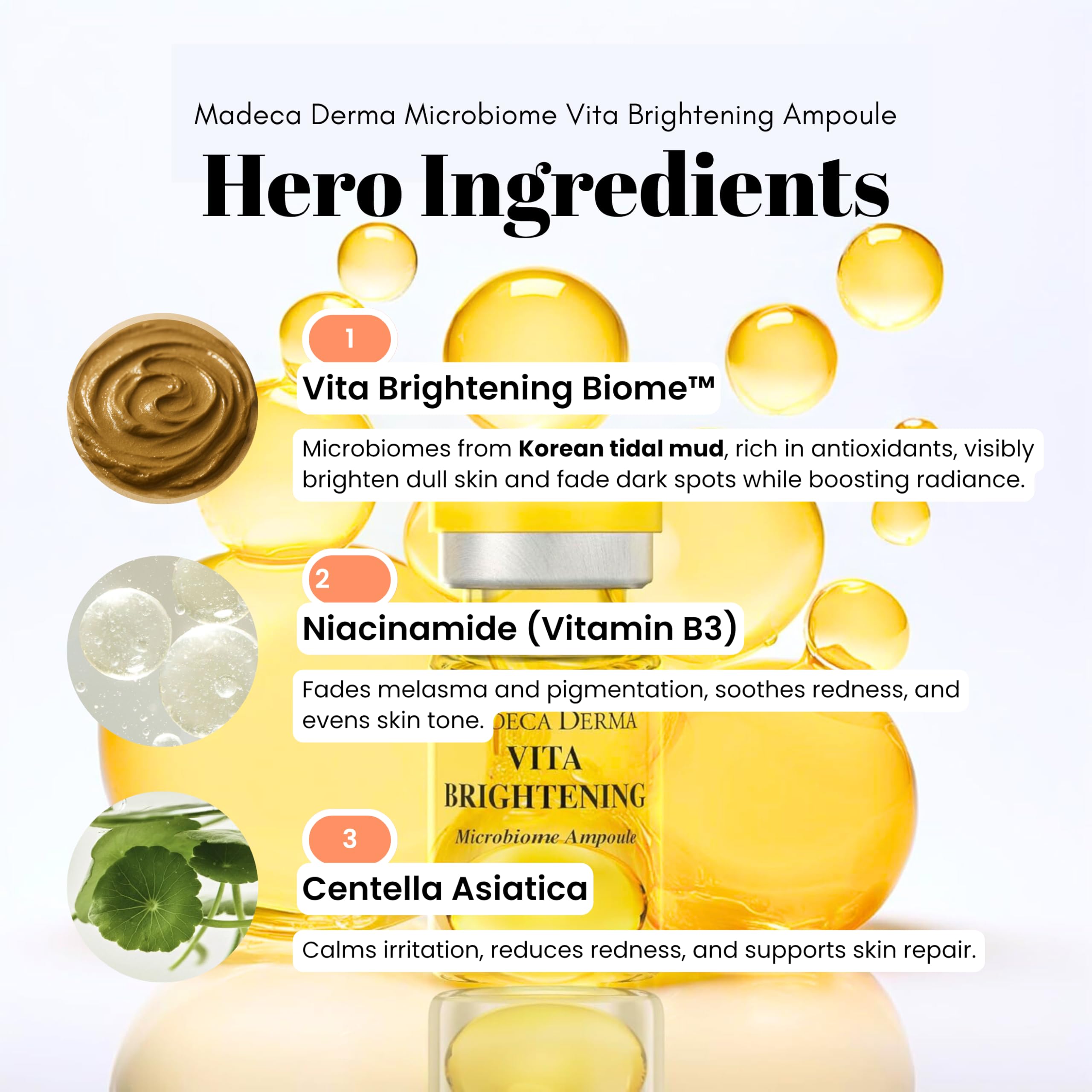 Dropper cap of Madeca Derma Vita Brightening Ampoule illustrating precise daily usage.