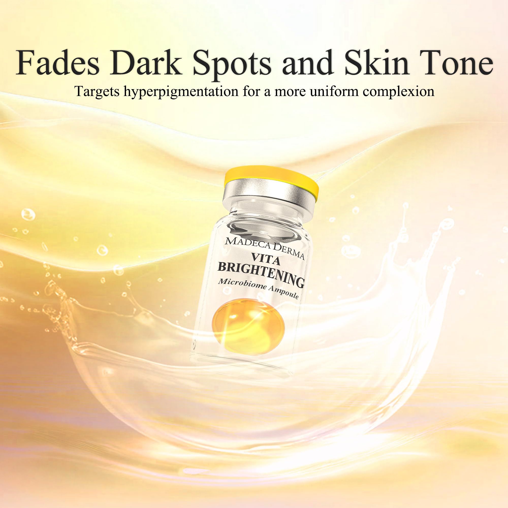 Five ampoules of Madeca Derma Vita Brightening Ampoule arranged for the weekly regimen.