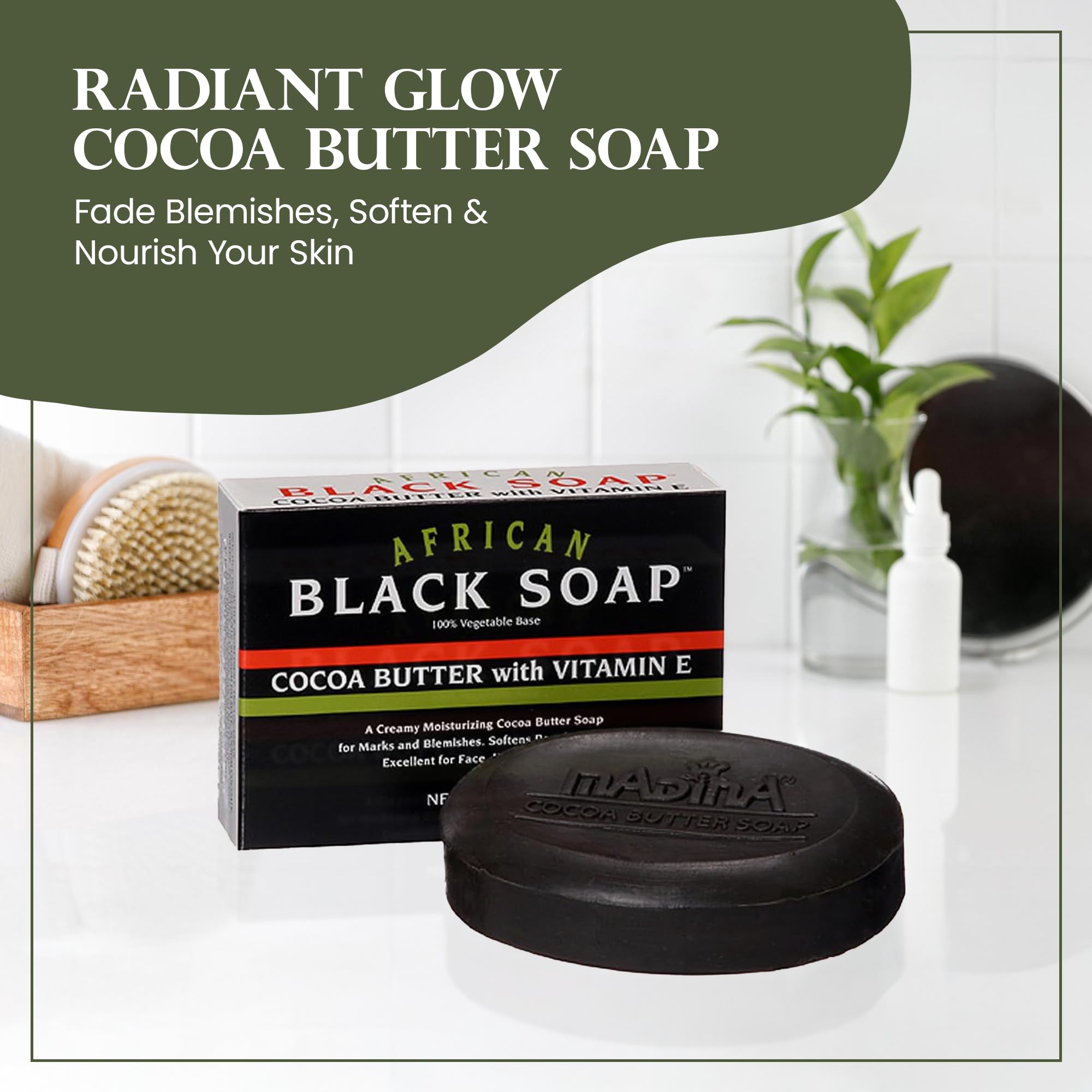Madina African Black Soap Bar for blemish-prone skin.
