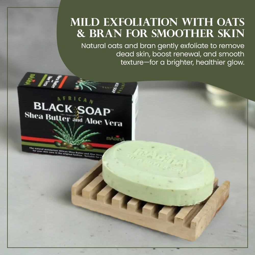Madina African Black Soap Bar in daily skincare routine.