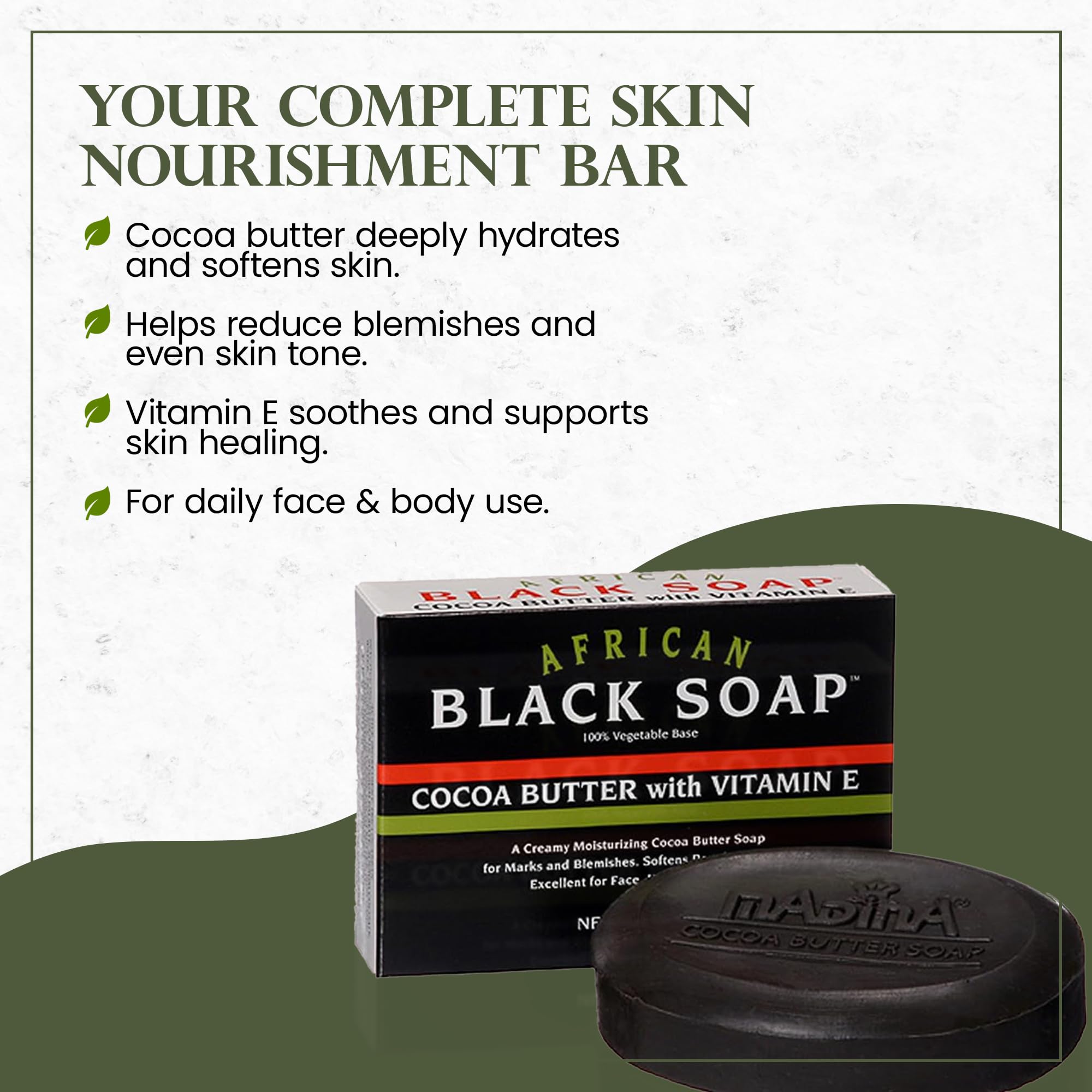 Madina soap bar for face and body cleansing and moisture.