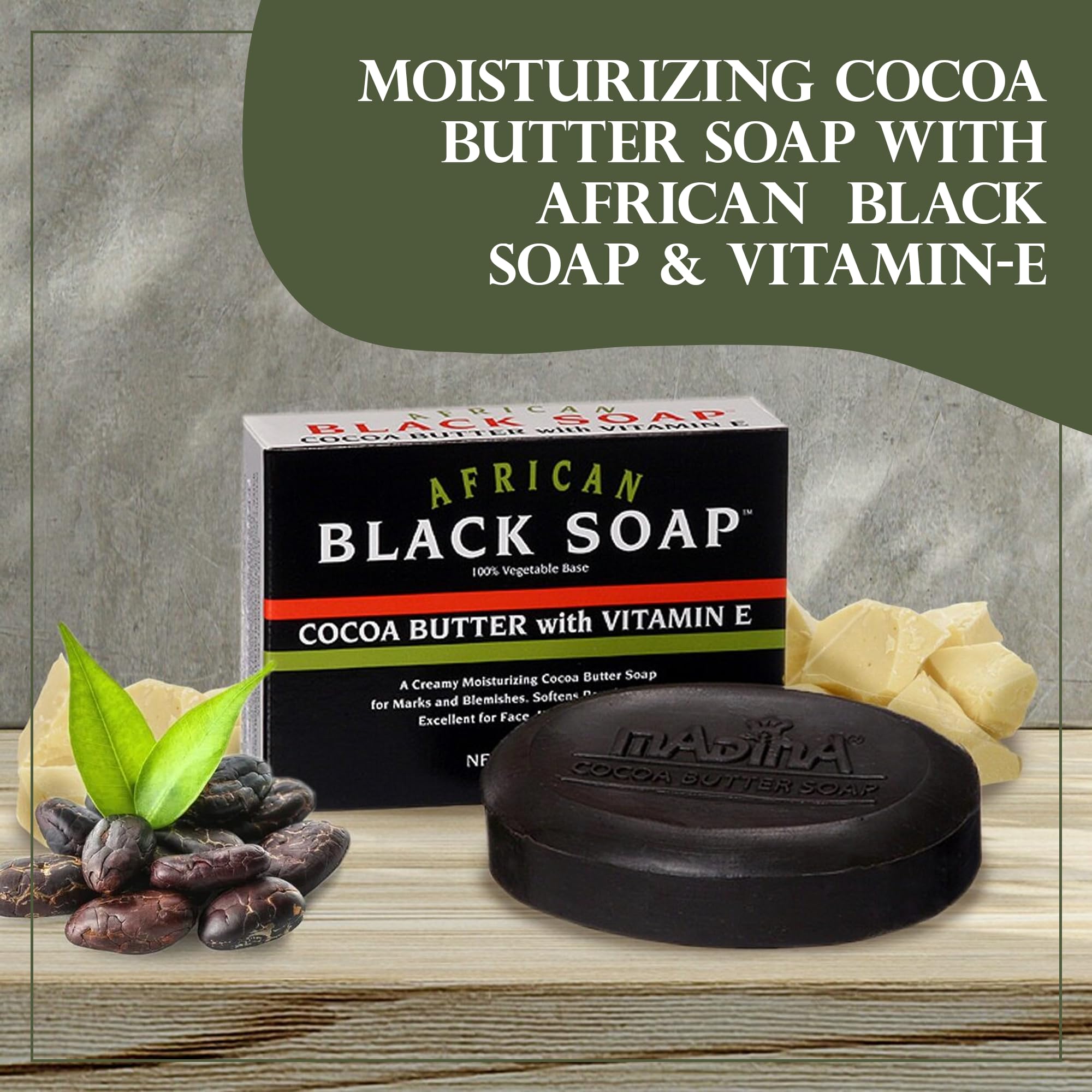 Madina six-pack of soap bars for daily moisturization.